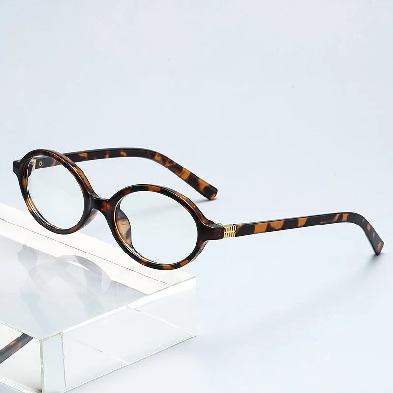 Fashion Small Oval Leopard Sunglasses Women Lovely Ins No Makeup Anti Blue Light Glasses Cute Decorative Computer Glasses 선글라스