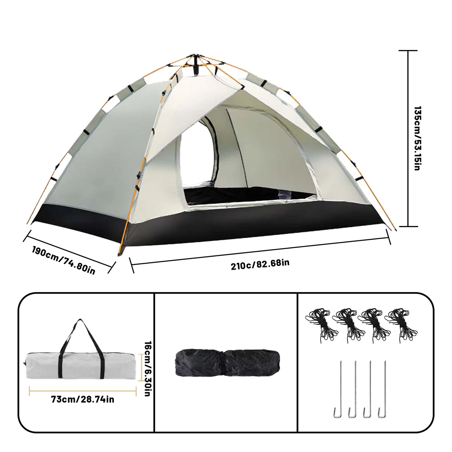 Portable Camping Tent Self-driving Travel Instant Tents For Outdoor Camping, Emergency Tent 4 Person Waterproof Family Tent