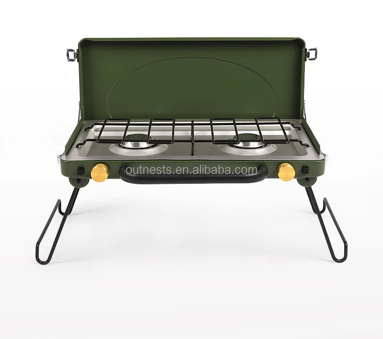 Multi Fuel Camping Stove Portable Two Burner Cookware Outdoor Picnic Bbq Grill Foldable Gas Stove High Power Cooking