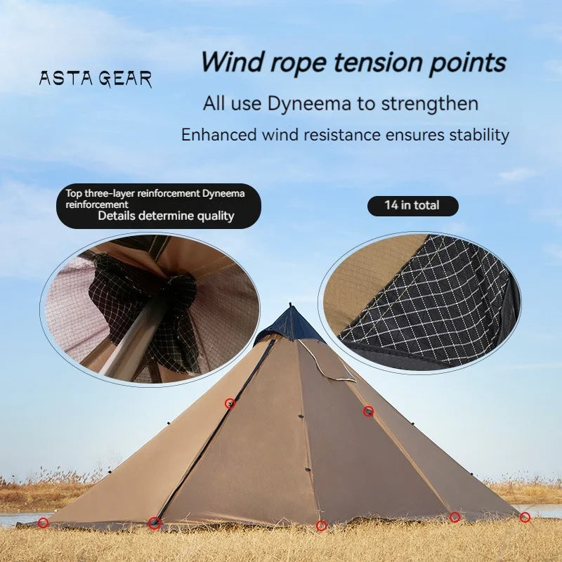 ASTA GEAR Fk 4 Camping pyramid ultralight tent can burn firewood, stove with snow skirt