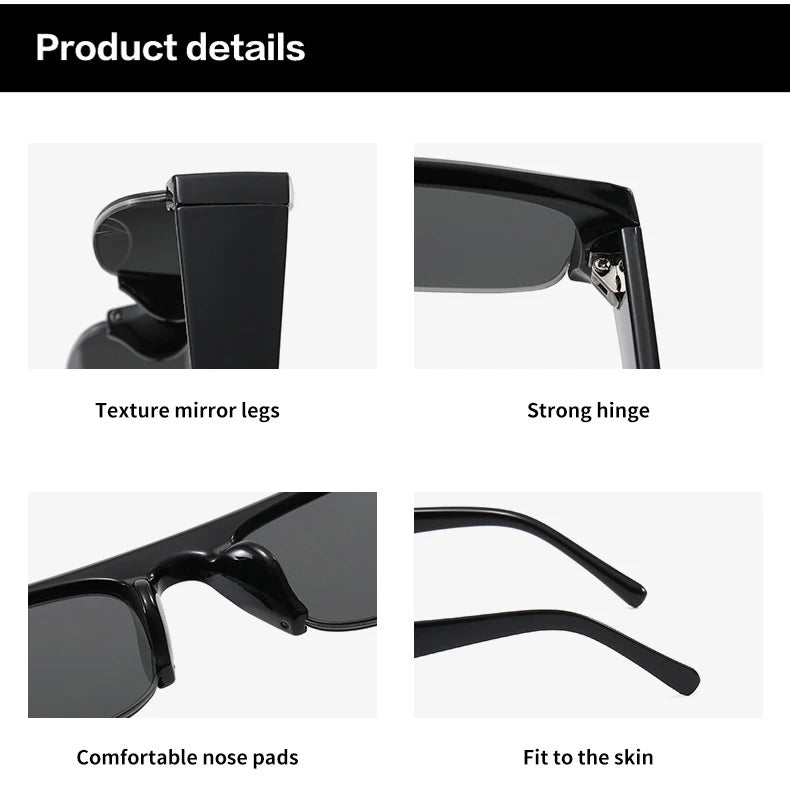 SO&EI New Small Rectangle Women Sunglasses Vintage Clear Lens Men Half Frame Eyewear Shades UV400