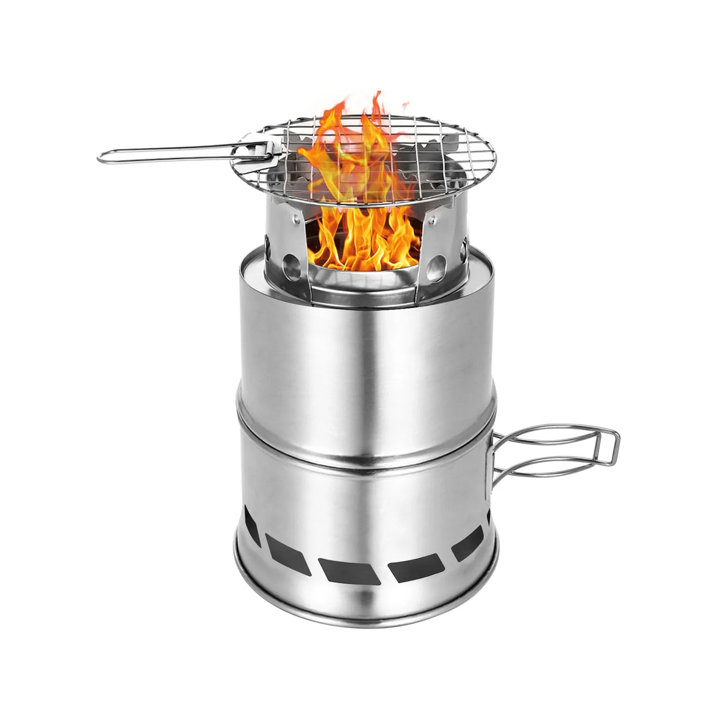 Camping Stove Portable Folding Windproof Wood Burning Stove Compact Stainless Steel Alcohol Stove Outdoor Camping Hiking Picnic