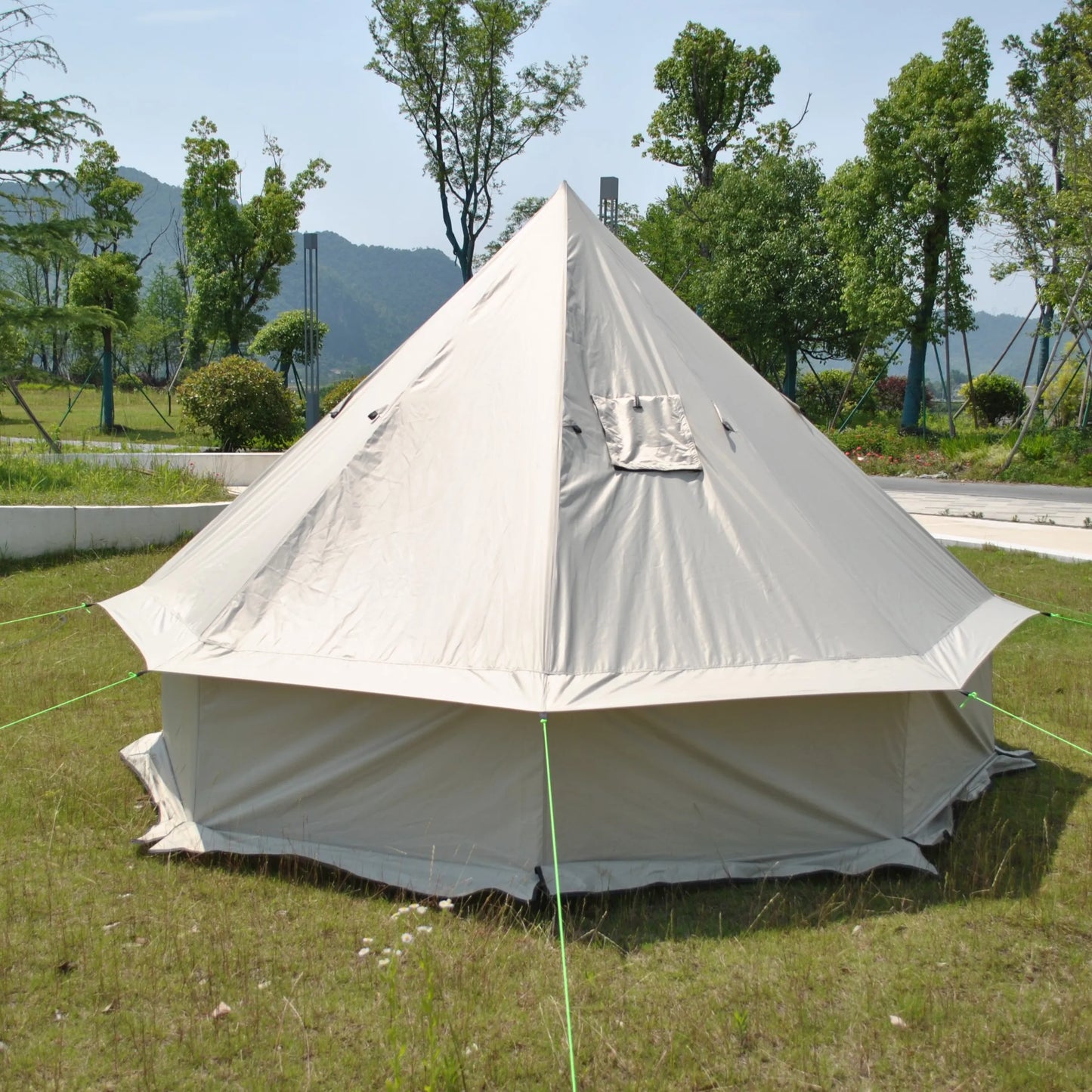 8 Person Large Pyramid Hot Tent with Four Seasons Camping Chimney Wood Stove for Outdoor Cooking Mongolian Bag Tent CZX-998