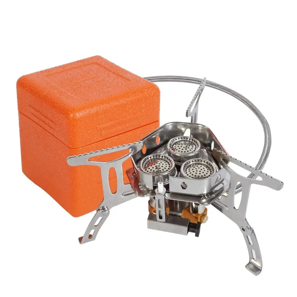 Portable Lightweight Outdoor Camping Three-Head Stove for Barbecue And Tea Drinking - Compact Travel-Friendly Design