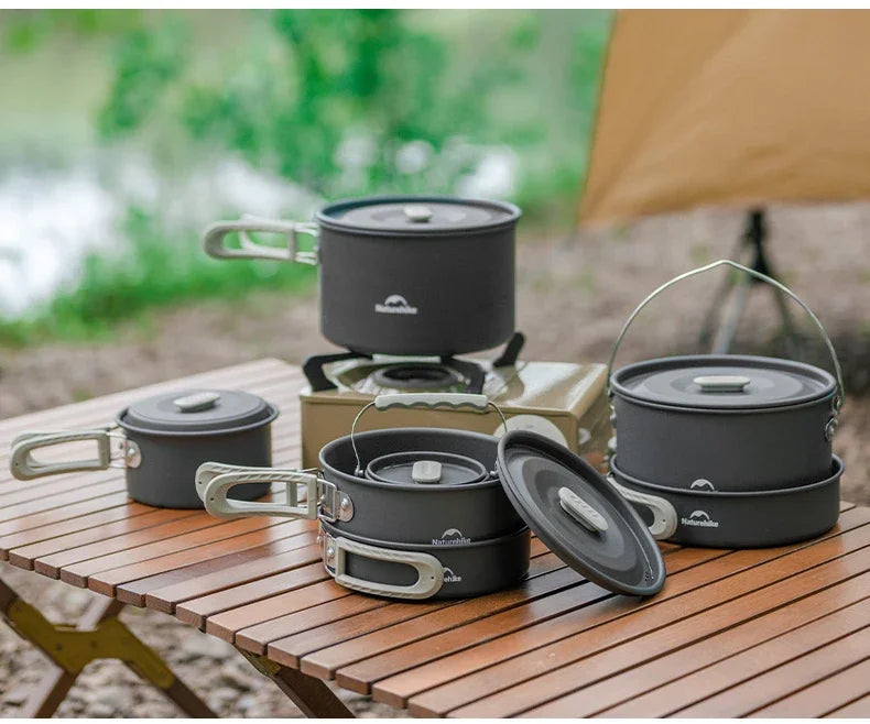 Naturehike Camping Cookware Outdoor Cooking Ultralight Aluminum Pot Kettle Tablewear Set Cool Camping Gear Kitchen Accessories