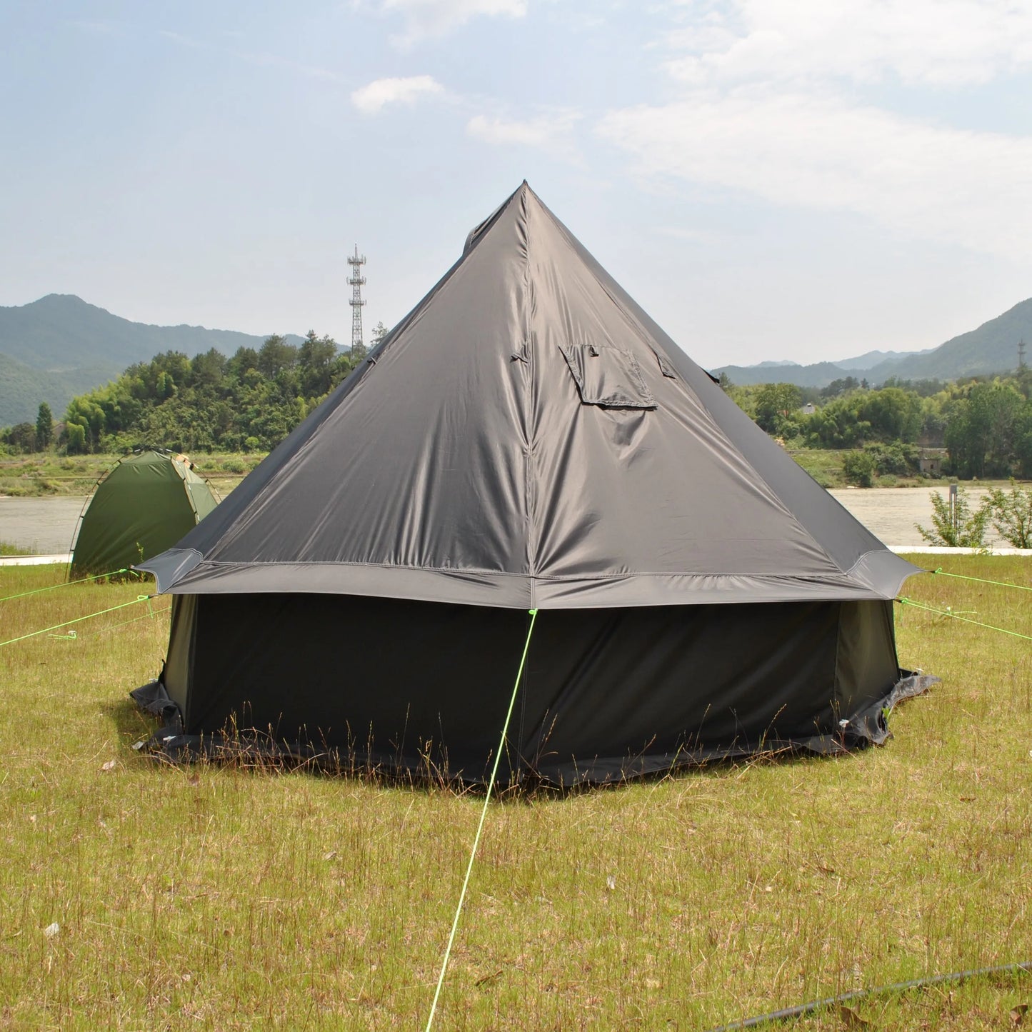 8 Person Large Pyramid Hot Tent with Four Seasons Camping Chimney Wood Stove for Outdoor Cooking Mongolian Bag Tent CZX-998