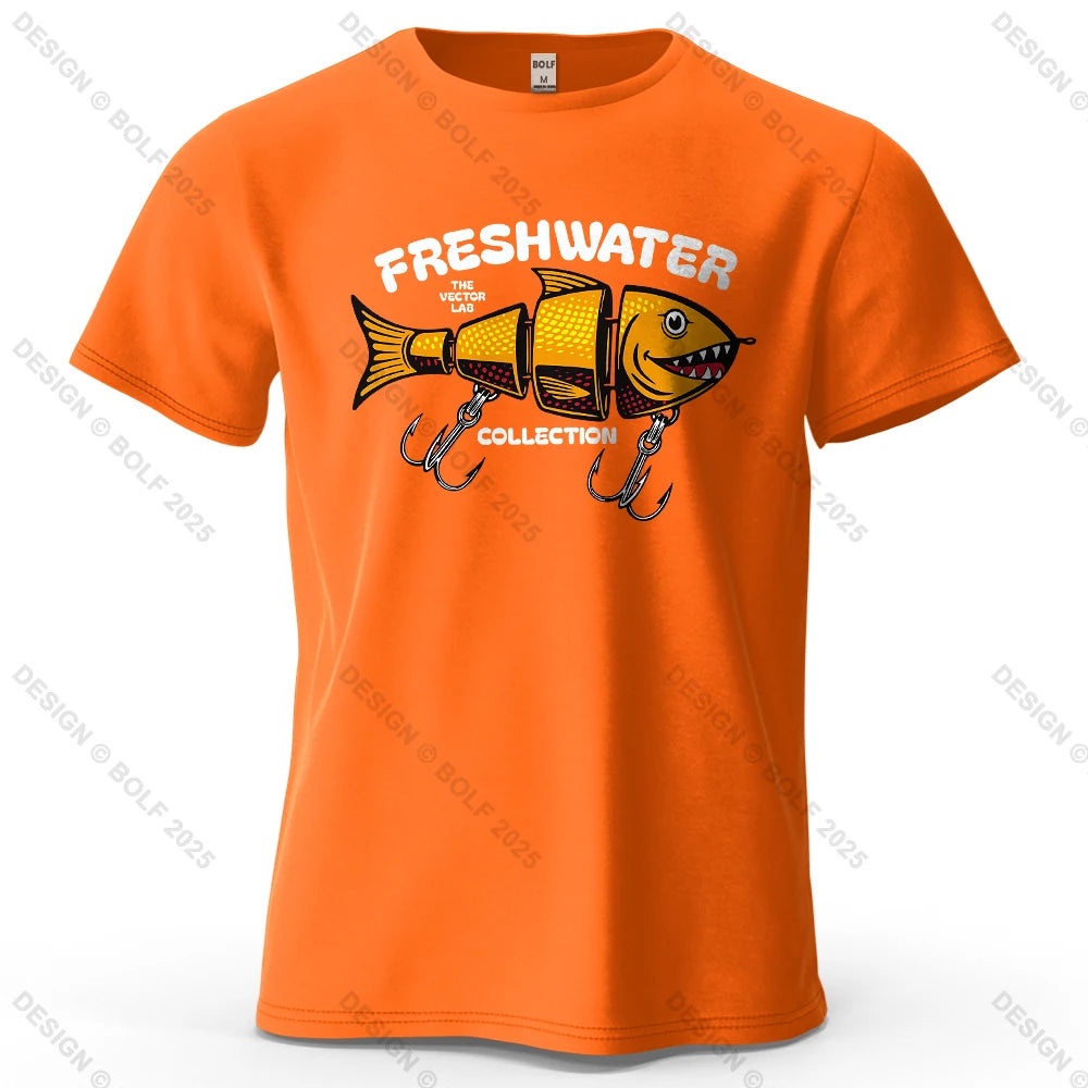 2026 New Fishing Lure Pattern Printed Men's T-Shirt 100% Cotton Oversized Fishing Hobby Graphic Tees for Women Tops Tees