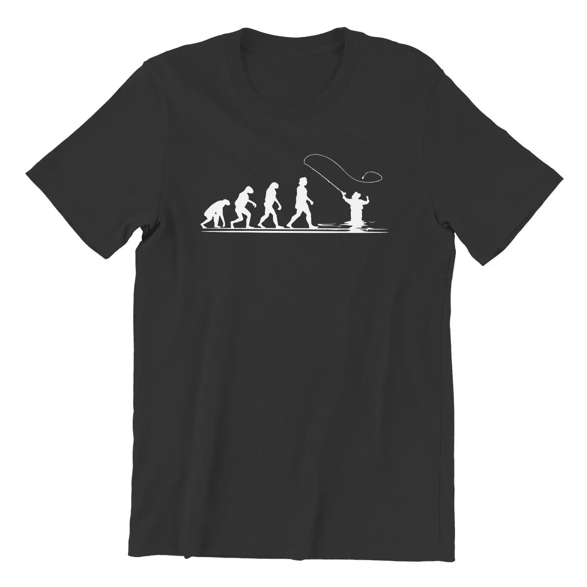 Evolution of Man Fly Fishing Funny T Shirt for men 100% Cotton printed plus size Fishing Angling Fishermen Fish Retr Gift Idea