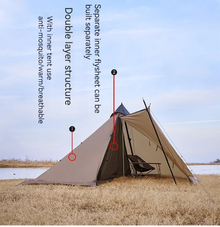 ASTA GEAR Fk 4 Camping pyramid ultralight tent can burn firewood, stove with snow skirt