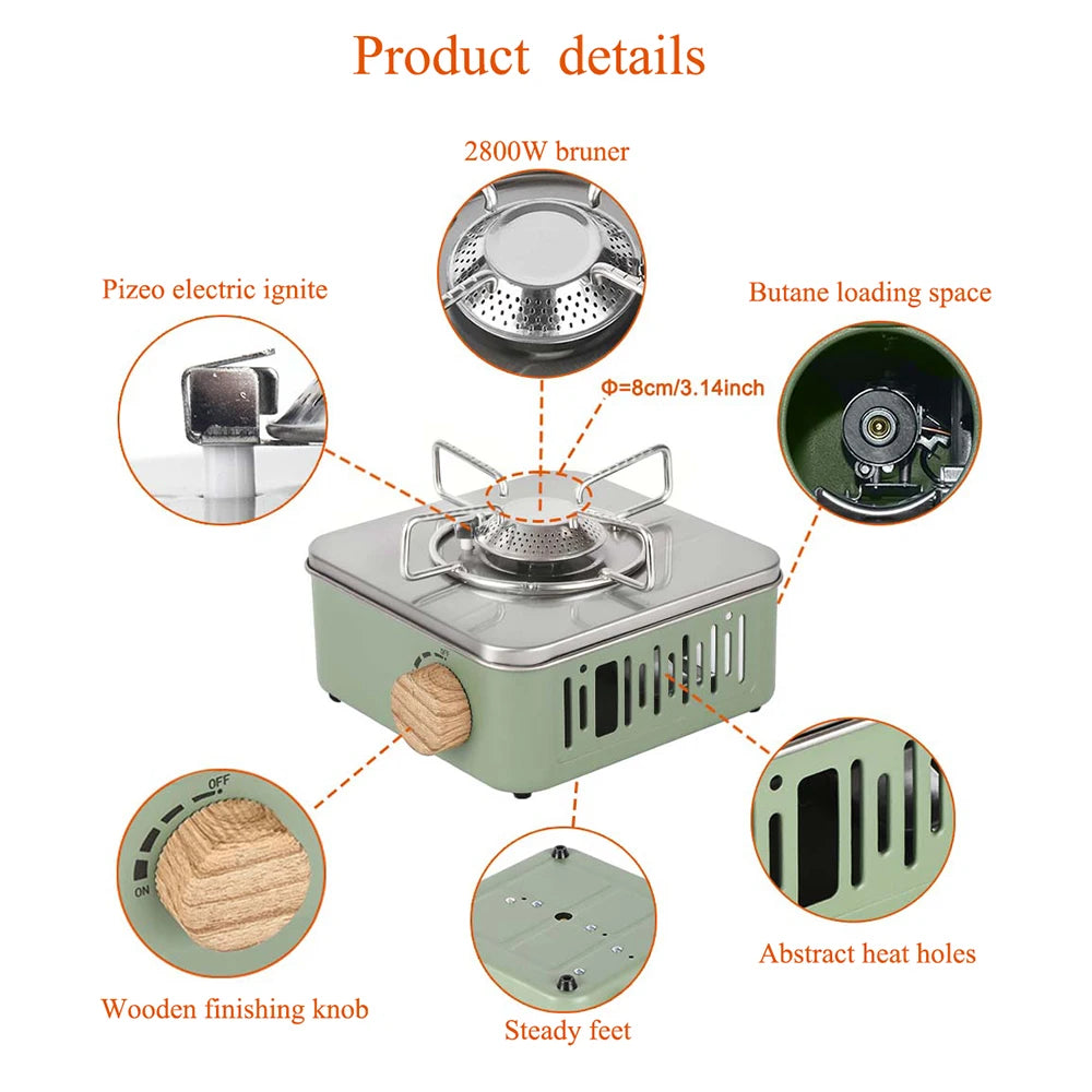 2800W Camping Gas Stove  High Firepower Portable Cassette Furnace Outdoor Gas Burner Picnic Hiking Traveling