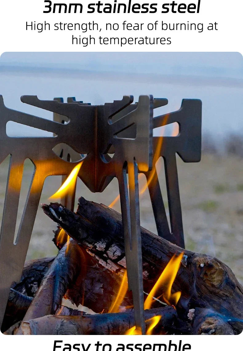 2026Outdoor Camping Incinerator BasePortable Kettle Stand Multifunctional Collapsible Stand Grate Stainless Steel Charcoal Stove