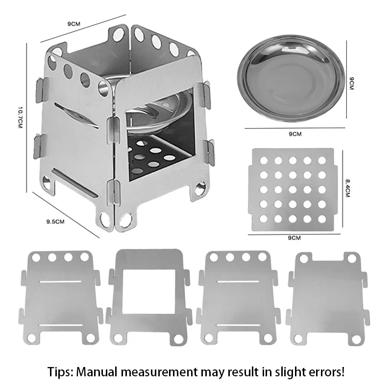 Camping Furnace Wood Stove Alcohol Stove Stainless Steel Portable Camping Stove Outdoor Stove Camping Equipment Cooking Hiking