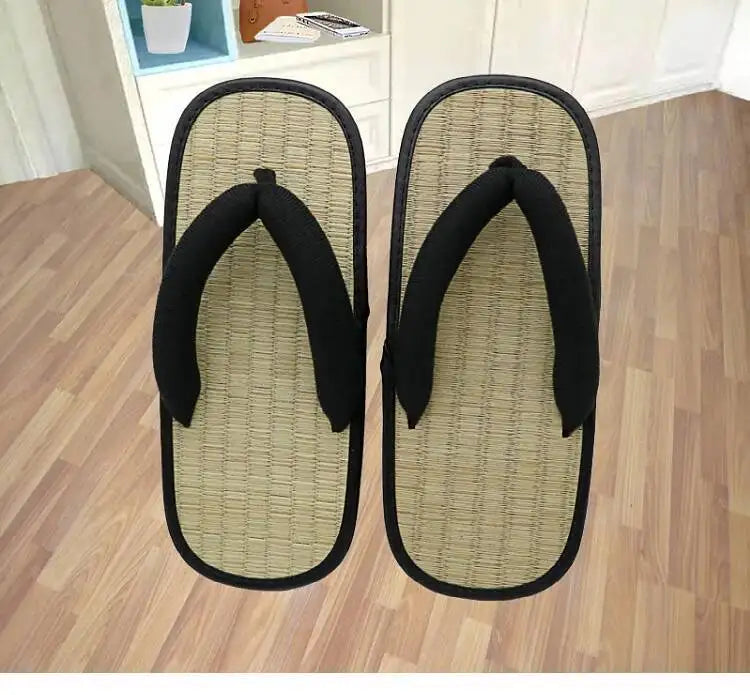 Japanese Geta Straw Plaited Article Man Flip Flops Summer Slippers Clip Slipper Sandals Open Toe Japanese Thick Bottom Slipper