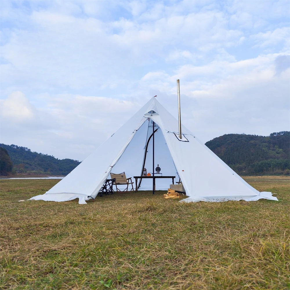 YOUSKY Winter Snow Skirt Outdoor Camping Tent with Chimney Wood Stove Large Pyramid Tent for Hot and Cold Weather Camping