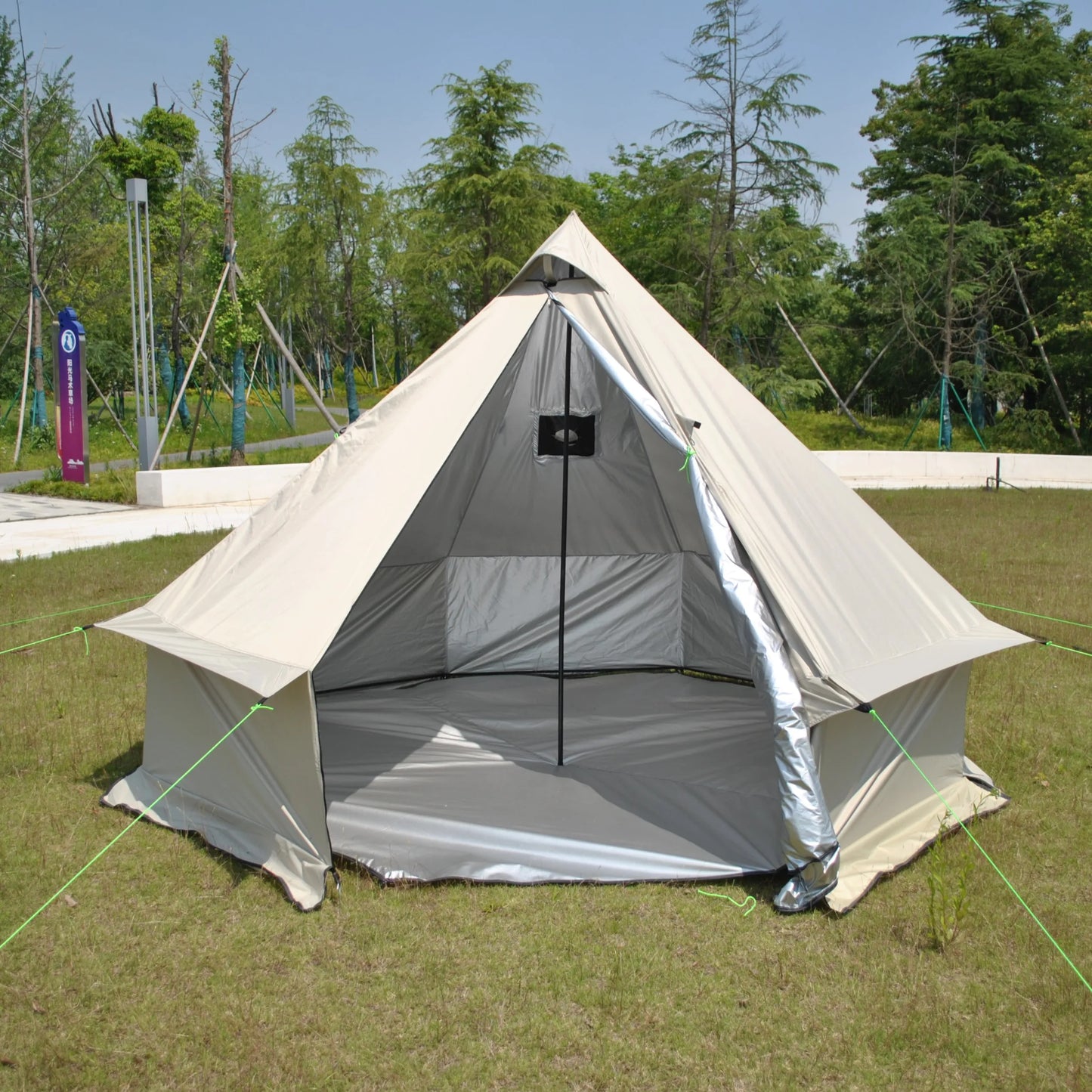 8 Person Large Pyramid Hot Tent with Four Seasons Camping Chimney Wood Stove for Outdoor Cooking Mongolian Bag Tent CZX-998