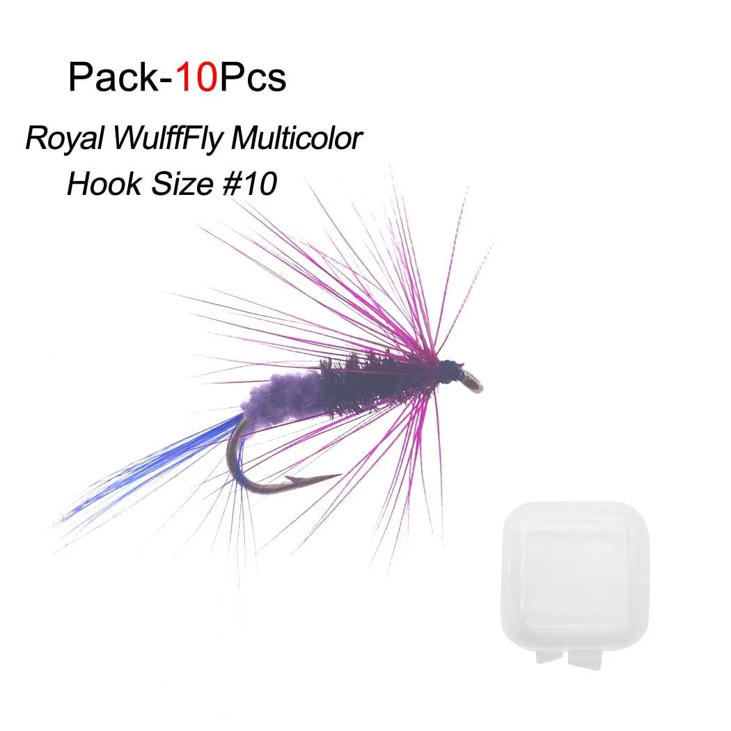 Fly Fishing Flies 10Pcs Fly Fishing Lures Bass Salmon Trouts Flies Dry/Wet Fishing Feather Bait Fishing Tackle