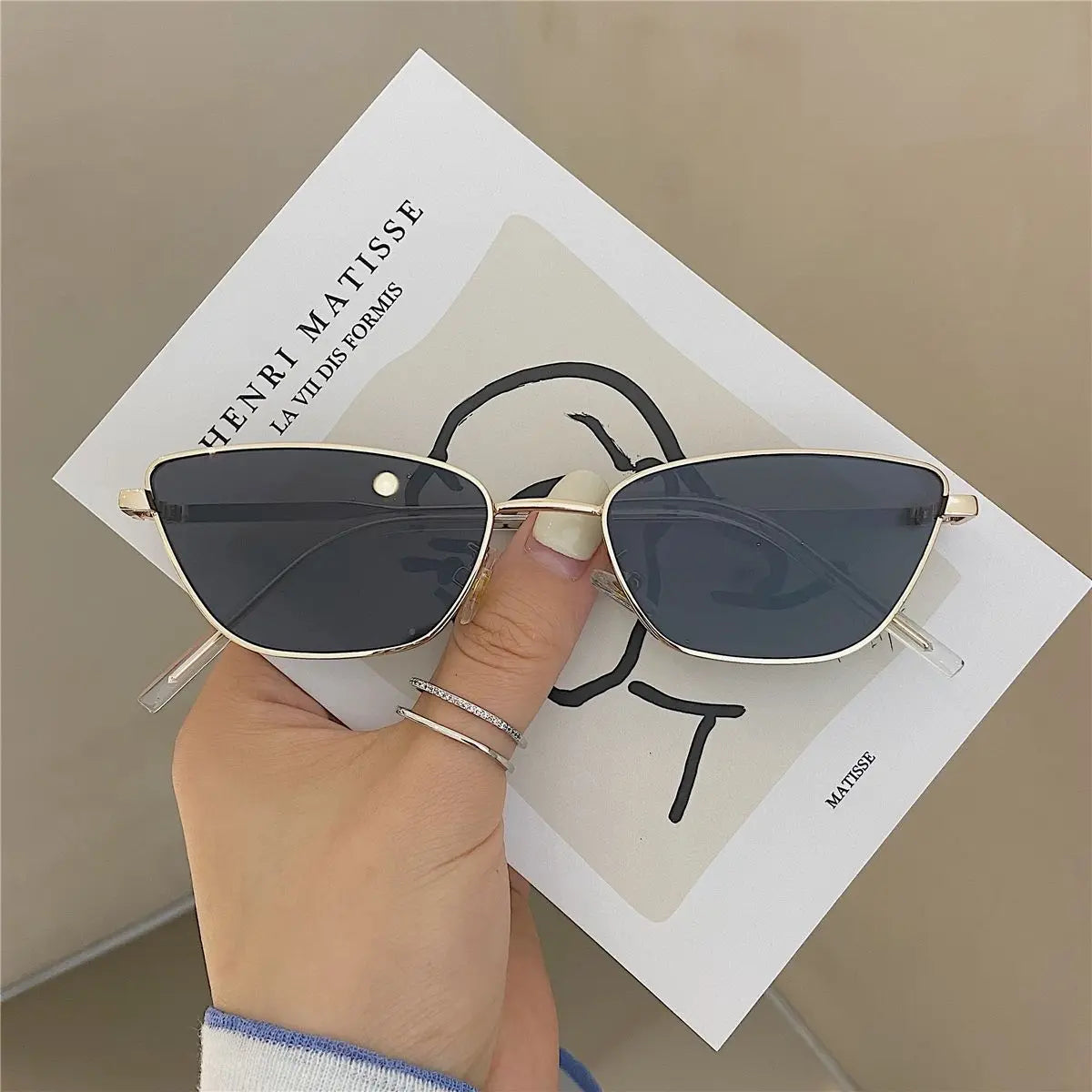 Fashion Cat Eye Sunglasses for Women Classic Anti-Reflective Vintage Square Metal Frame Sun Glasses Driving Eyewear UV400 Очки