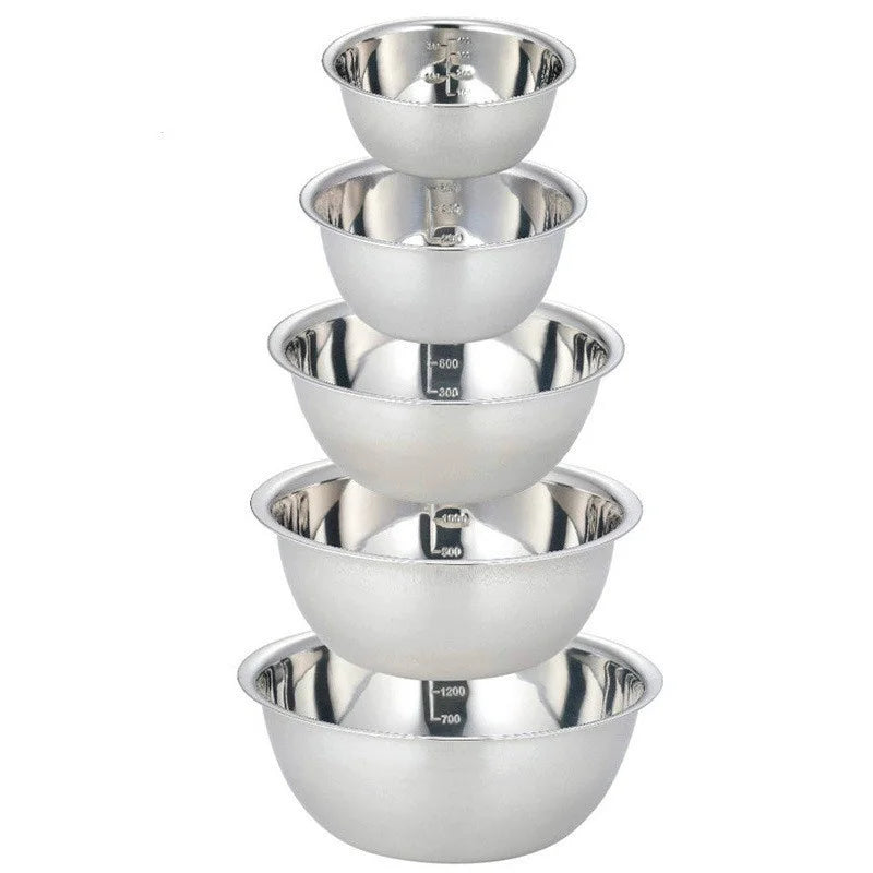 5 Pcs Stainless Steel Mixing Bowl Home Kicthen Outdoor Camping Fishing Cookware Dinnerware