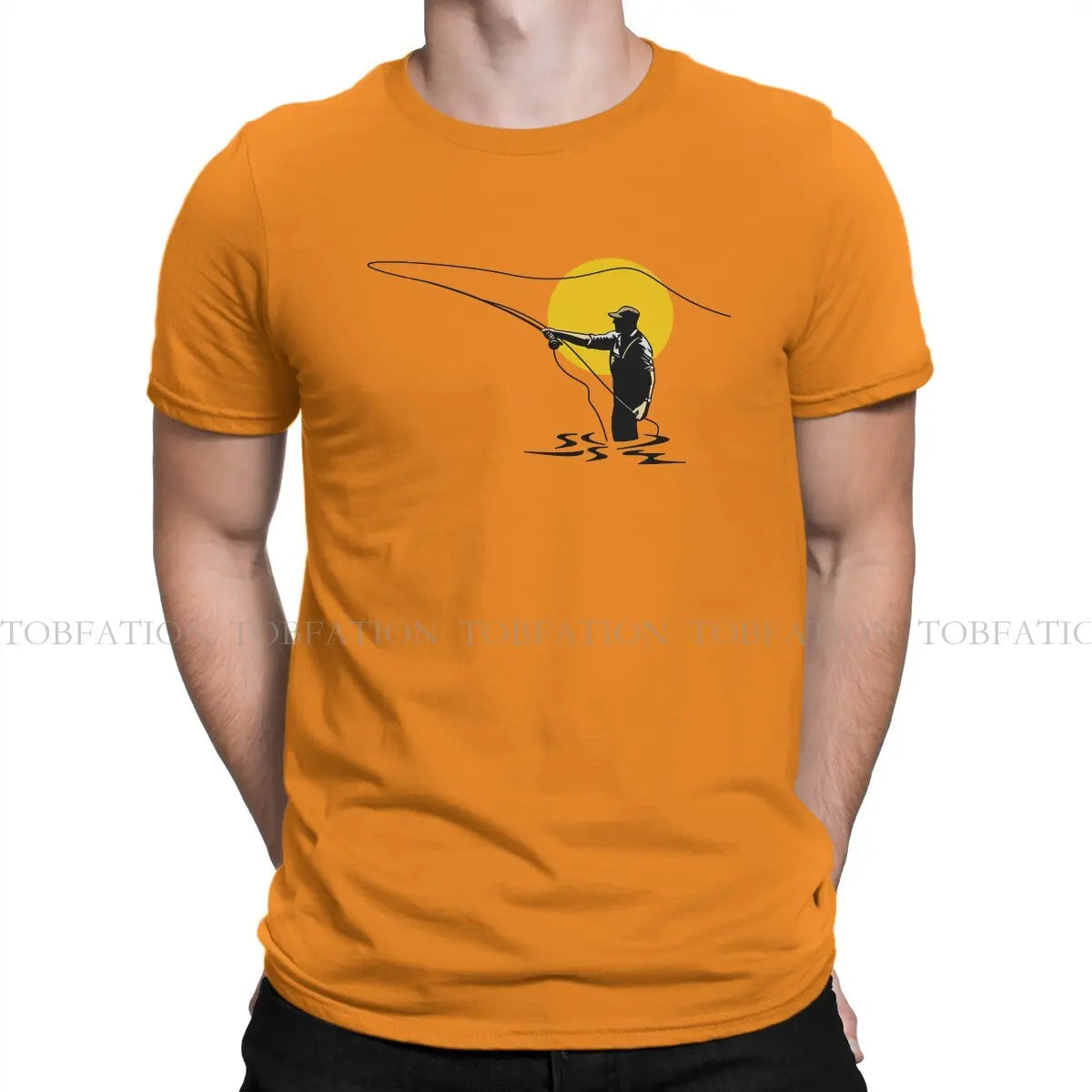 Fisherman Fishing Vintage Tshirt Graphic Men Tops Vintage Punk Summer Short Sleeve Cotton Harajuku T Shirt