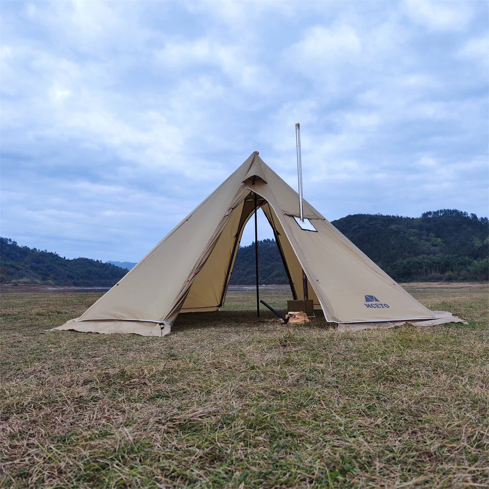500PRO Tipi Hot Tent with Fire Retardant Stove Jack 5~8 Person Teepee Tents for Family Team Outdoor Backpacking Camping Hiking
