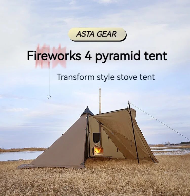 ASTA GEAR Fk 4 Camping pyramid ultralight tent can burn firewood, stove with snow skirt