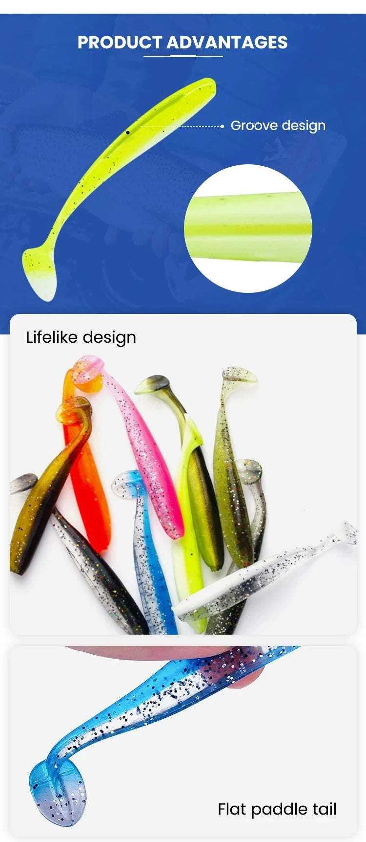 10Pcs/Bag 70mm 90mm 120mm Swim Bait Lure Soft Plastics 2 Inch Saltwater Paddle Tail Swimbait