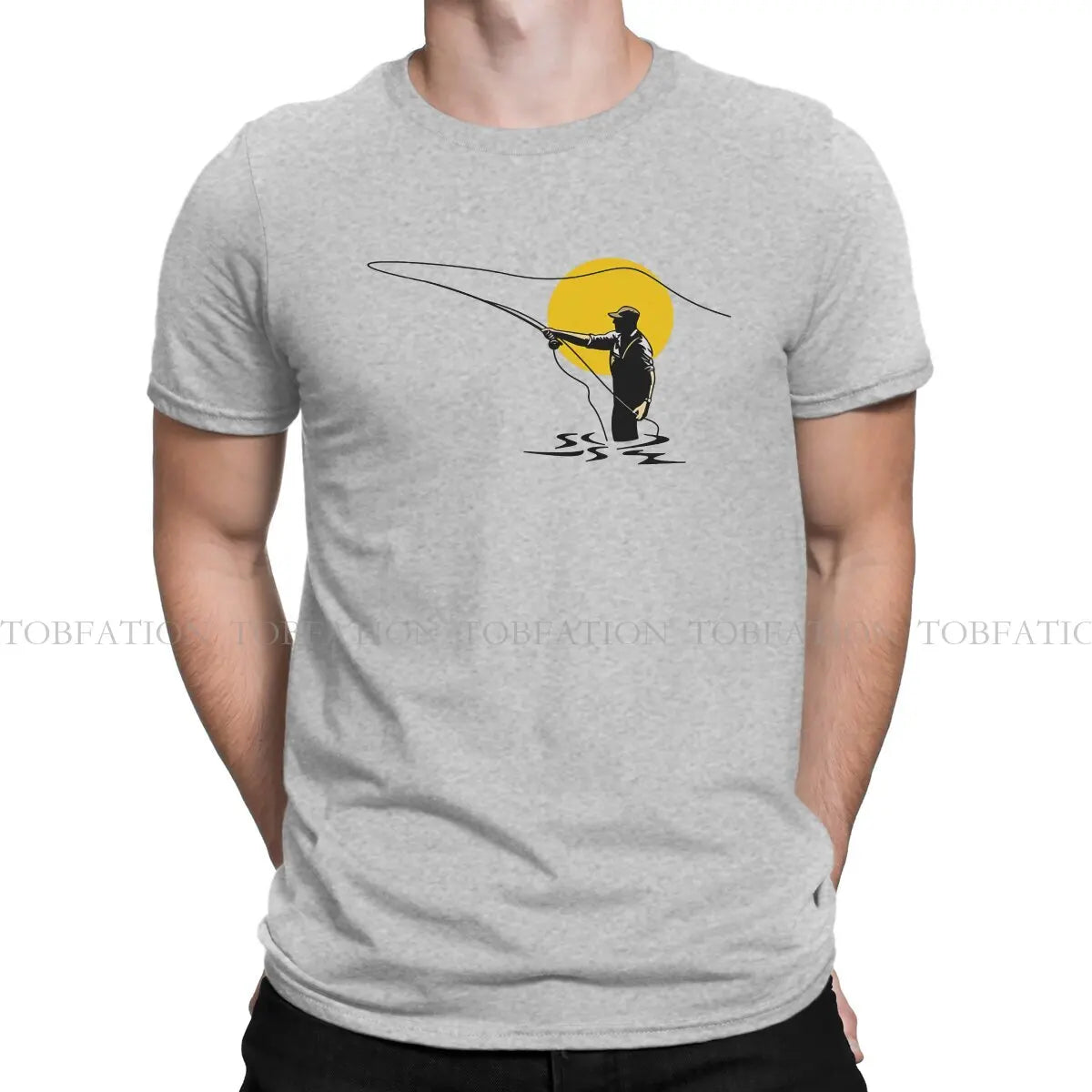 Fisherman Fishing Vintage Tshirt Graphic Men Tops Vintage Punk Summer Short Sleeve Cotton Harajuku T Shirt