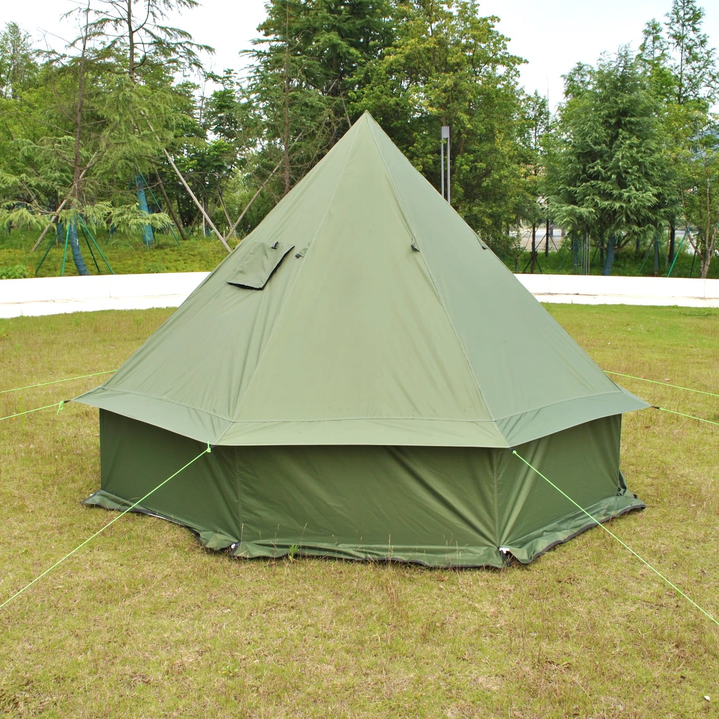 8 Person Large Pyramid Hot Tent with Four Seasons Camping Chimney Wood Stove for Outdoor Cooking Mongolian Bag Tent CZX-998