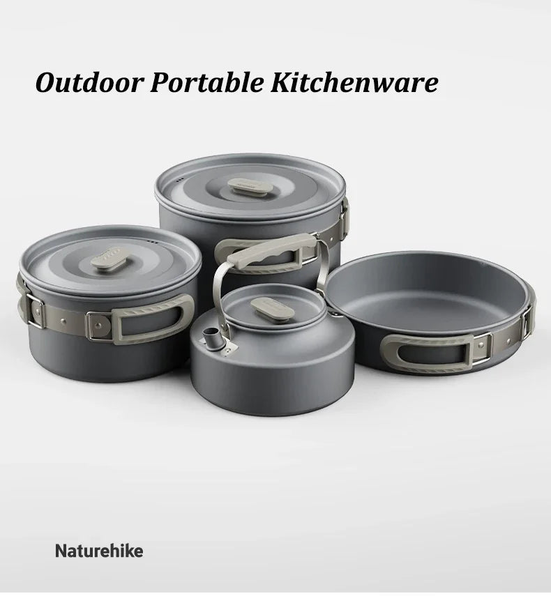 Naturehike Camping Cookware Outdoor Cooking Ultralight Aluminum Pot Kettle Tablewear Set Cool Camping Gear Kitchen Accessories