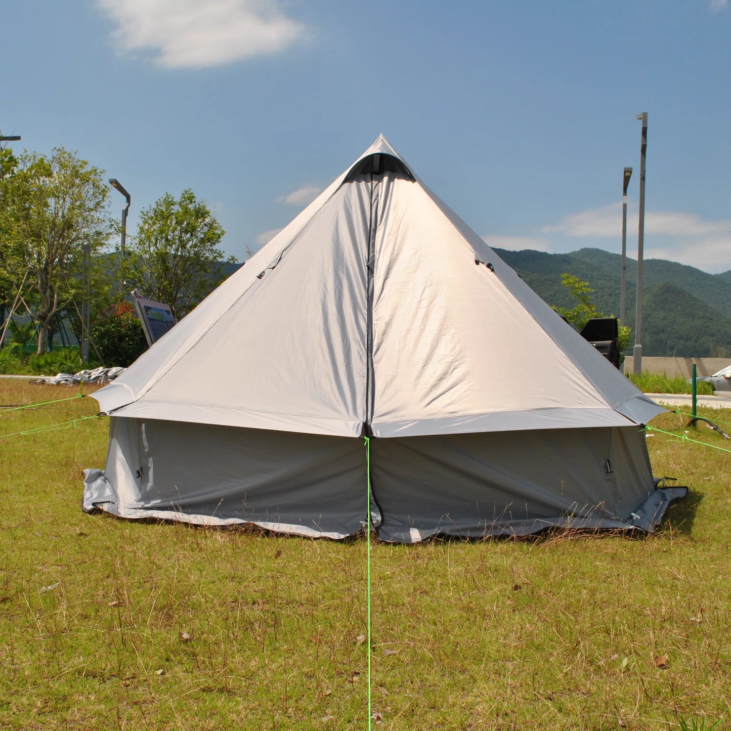 8 Person Large Pyramid Hot Tent with Four Seasons Camping Chimney Wood Stove for Outdoor Cooking Mongolian Bag Tent CZX-998