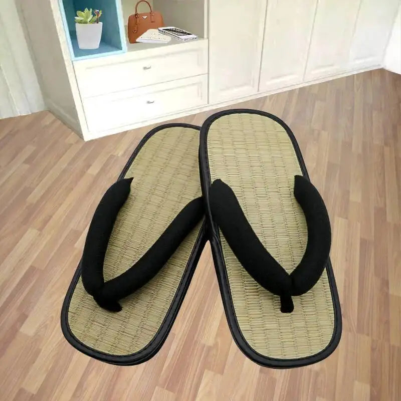 Japanese Geta Straw Plaited Article Man Flip Flops Summer Slippers Clip Slipper Sandals Open Toe Japanese Thick Bottom Slipper