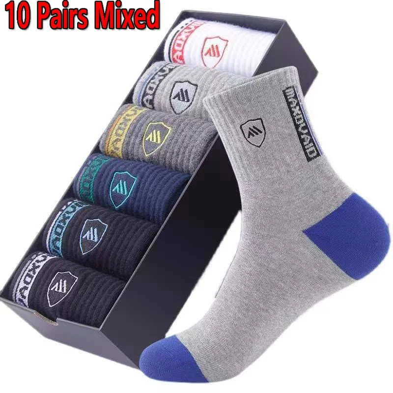 5 Pairs Men’s Breathable Bamboo Fiber Sports Socks Anti-Odor Sweat-Absorbing Business Crew Stockings Suitable for All Seasons