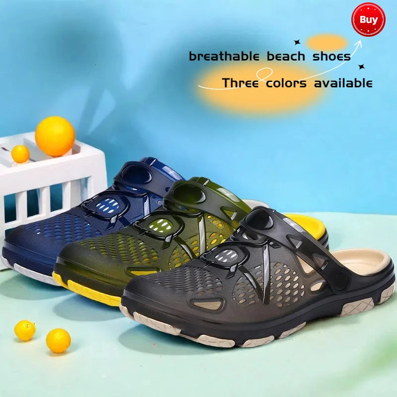 Men's lightweight slip-on sandals, indoor non-slip, outdoor beach casual, daily wear, comfortable slip-on shoes, fashionable clo