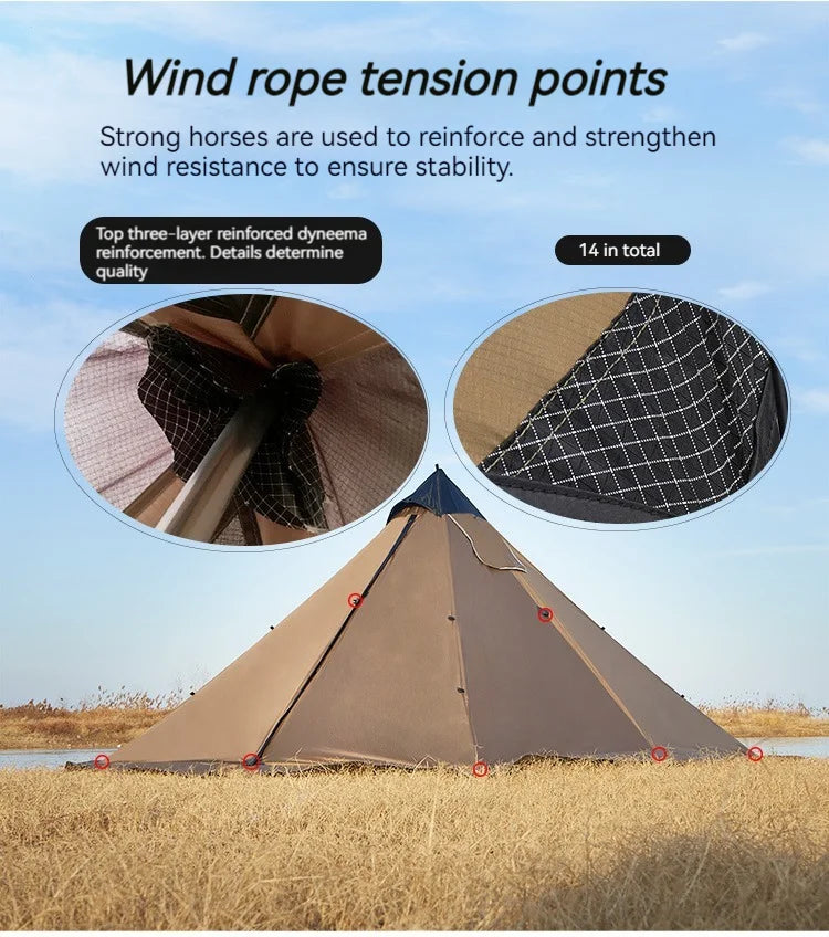 ASTA GEAR Fk 4 Camping pyramid ultralight tent can burn firewood, stove with snow skirt