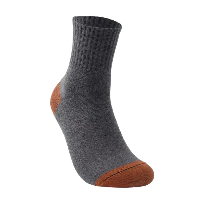 5 Pairs Men’s Breathable Bamboo Fiber Sports Socks Anti-Odor Sweat-Absorbing Business Crew Stockings Suitable for All Seasons