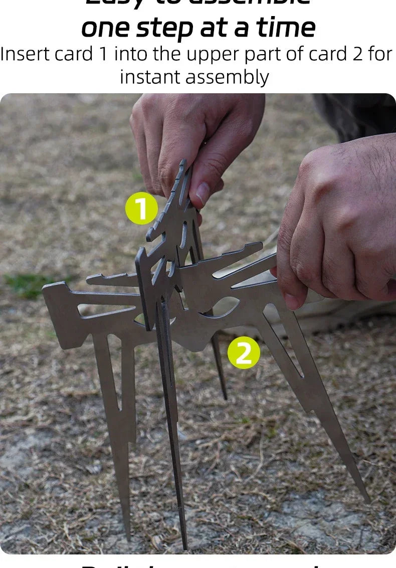 2026Outdoor Camping Incinerator BasePortable Kettle Stand Multifunctional Collapsible Stand Grate Stainless Steel Charcoal Stove