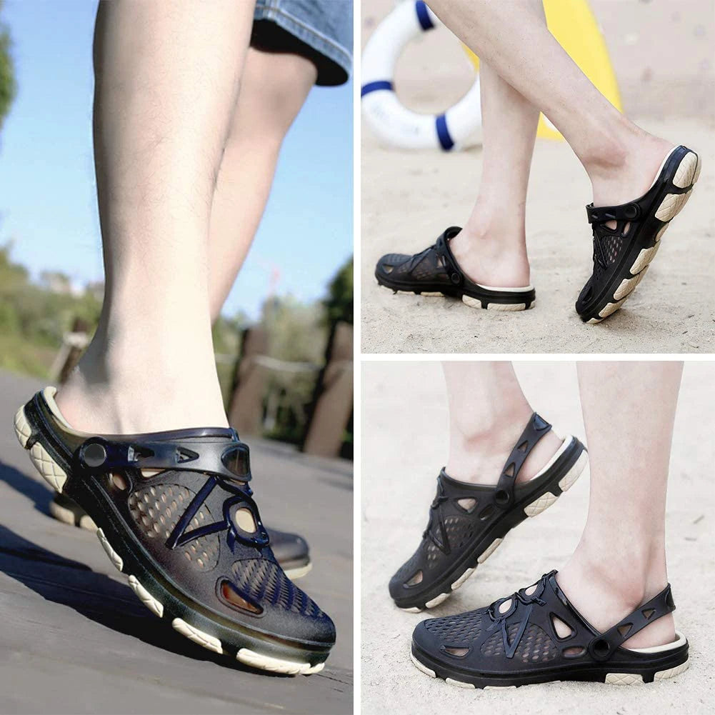 Men's lightweight slip-on sandals, indoor non-slip, outdoor beach casual, daily wear, comfortable slip-on shoes, fashionable clo