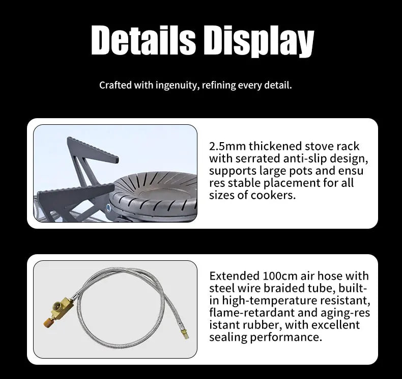 4200W Camping Stove with Gas BurnerSwirl Flame Ultralight Windproof High Power Gas Stove Outdoor Heater for Camping Hiking