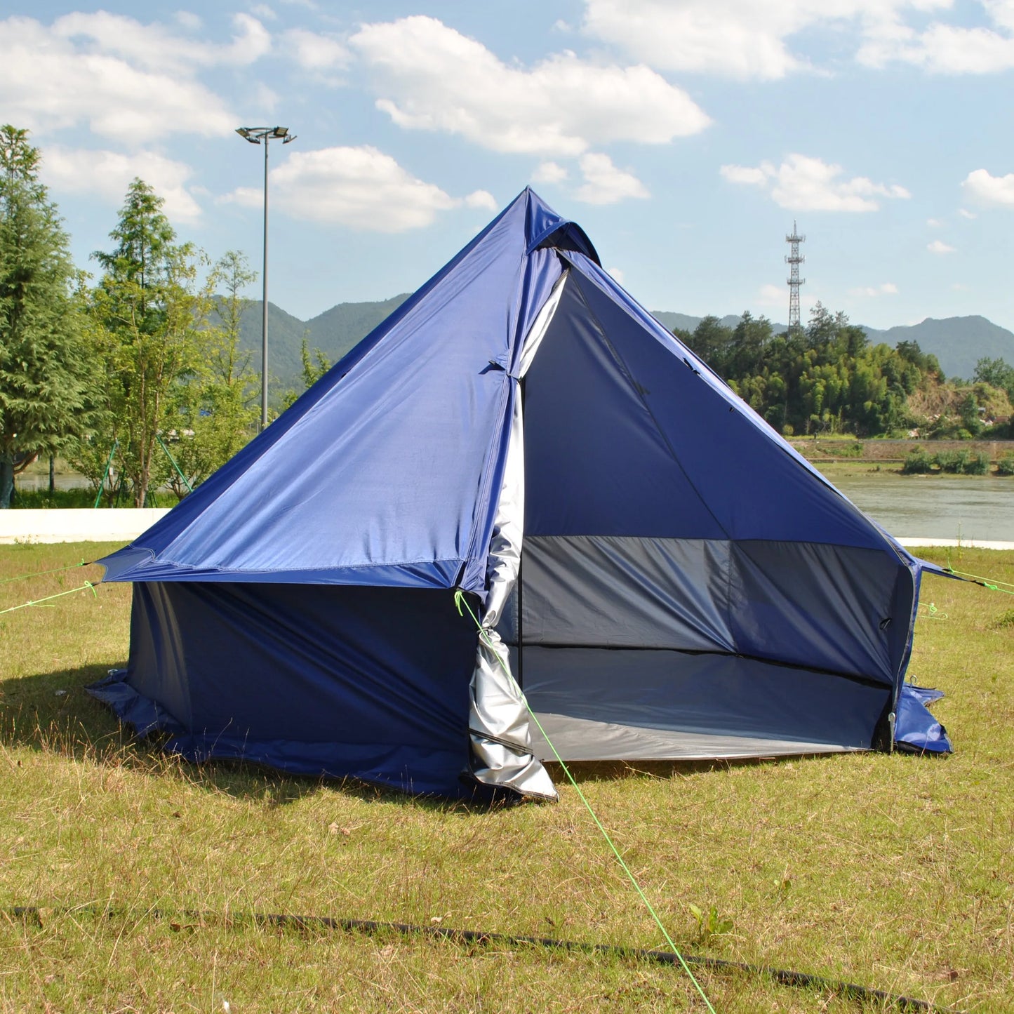 8 Person Large Pyramid Hot Tent with Four Seasons Camping Chimney Wood Stove for Outdoor Cooking Mongolian Bag Tent CZX-998