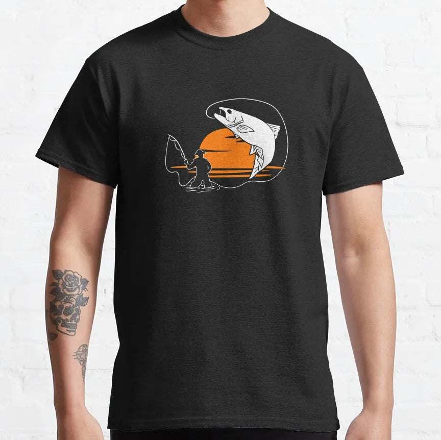 Evolution of Man Fly Fishing Funny T Shirt for men 100% Cotton printed plus size Fishing Angling Fishermen Fish Retr Gift Idea