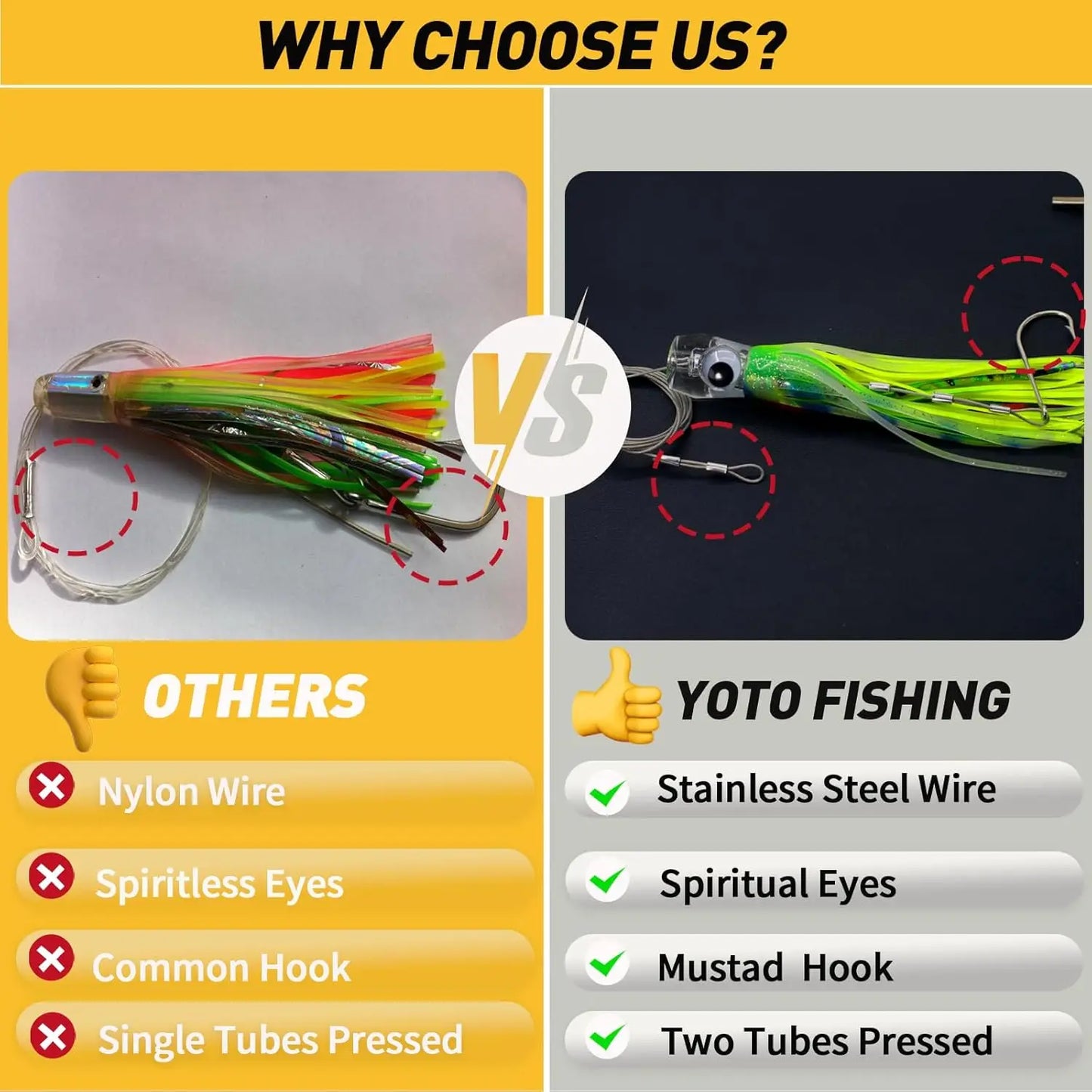 Trolling Lure Saltwater, 6.5 inch Squid Skirted Deep Sea Fishing Lure,Tuna, Marlin, Wahoo, Shark, Mahi Trolling Fishing Lure
