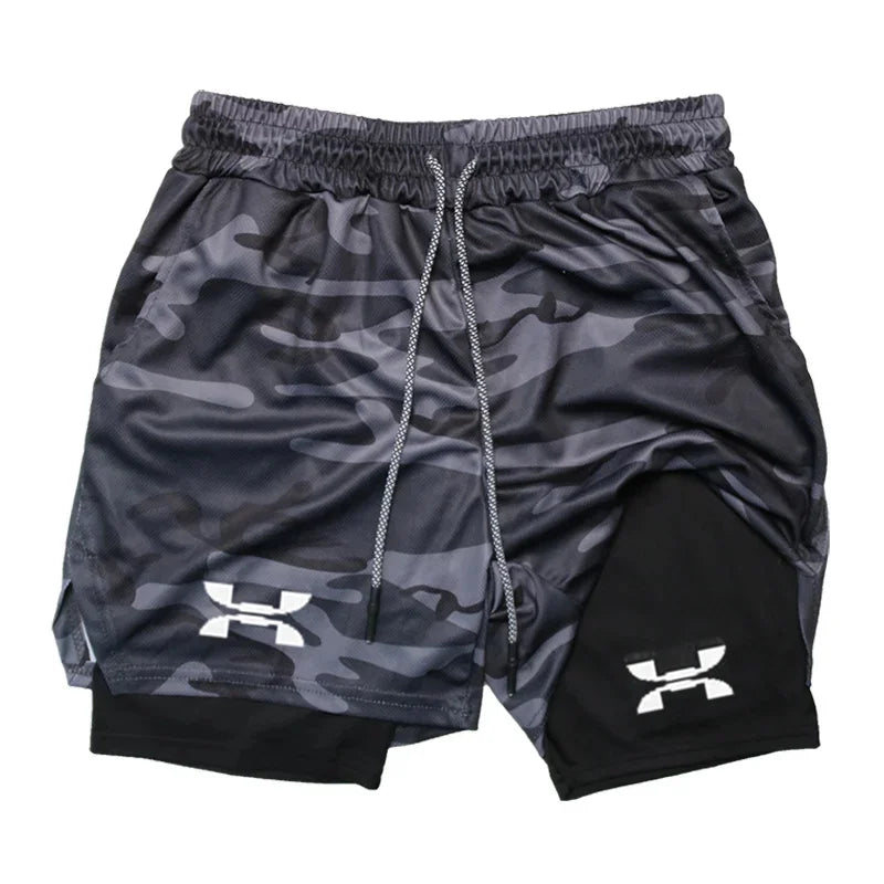New Running Shorts Men Gym Sports Shorts 2 in 1 Quick Drying Workout Boxing Training Bottoms Fitness Jogging Short Pants Summer