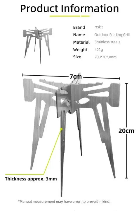 2026Outdoor Camping Incinerator BasePortable Kettle Stand Multifunctional Collapsible Stand Grate Stainless Steel Charcoal Stove