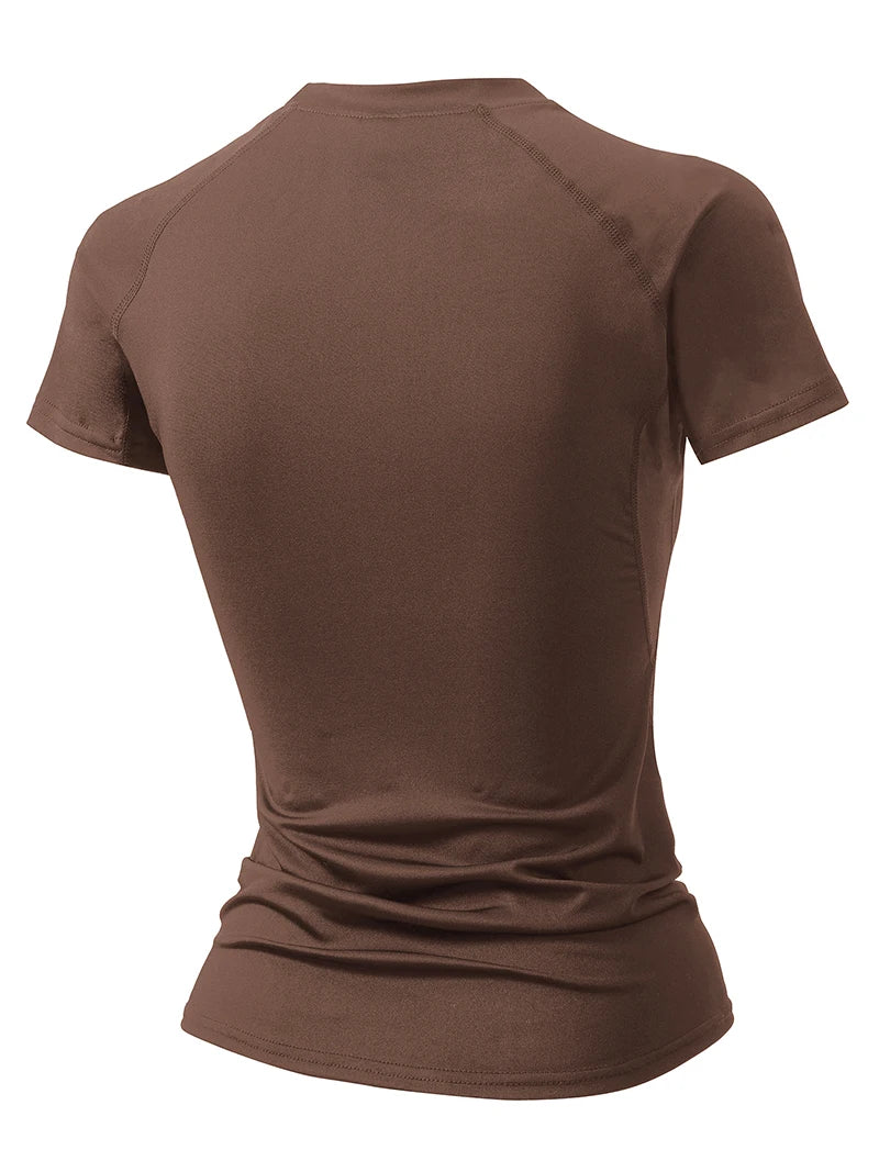 Women's Compression Shirt Short Sleeve Athletic Yoga Running T-Shirt Summer Gym Workout Quick Dry Stretchy Tees Tops Baselayer