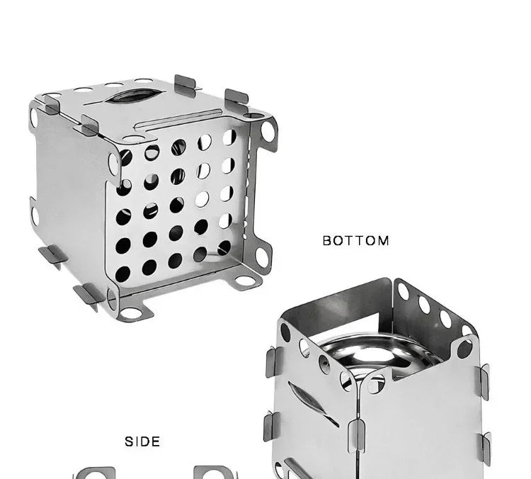 Camping Furnace Wood Stove Alcohol Stove Stainless Steel Portable Camping Stove Outdoor Stove Camping Equipment Cooking Hiking