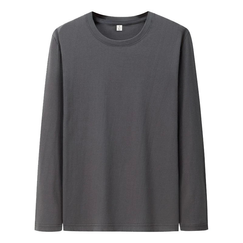 T Shirt For Men Cotton Long Sleeve T-shirts Solid Color Men's Clothing Full Length Sleeve For Spring And Autumn Undershirts