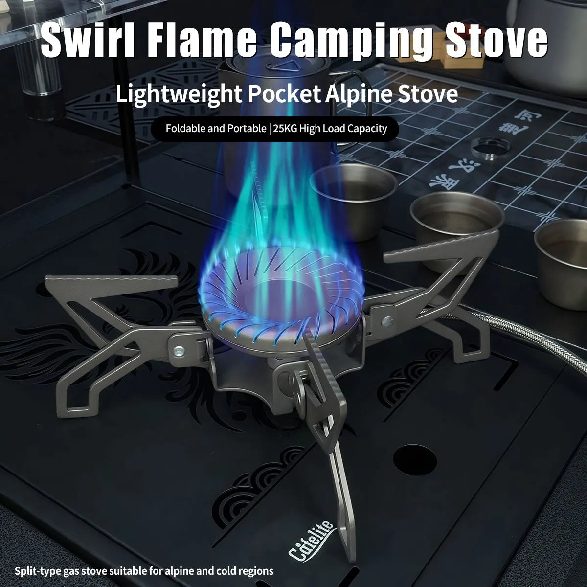 4200W Camping Stove with Gas BurnerSwirl Flame Ultralight Windproof High Power Gas Stove Outdoor Heater for Camping Hiking