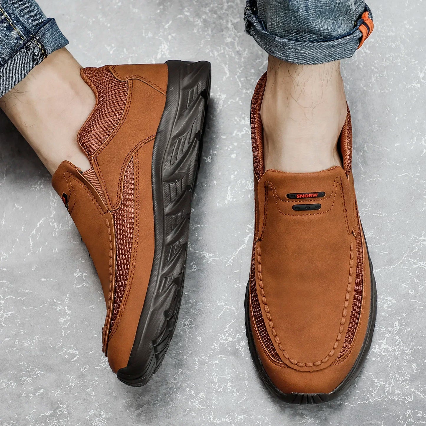 Men Leather Casual Shoes Breathable Loafers Men Sneakers 2024 New Male Comfortable Leather Flat Footwear Sneakers Men Shoes