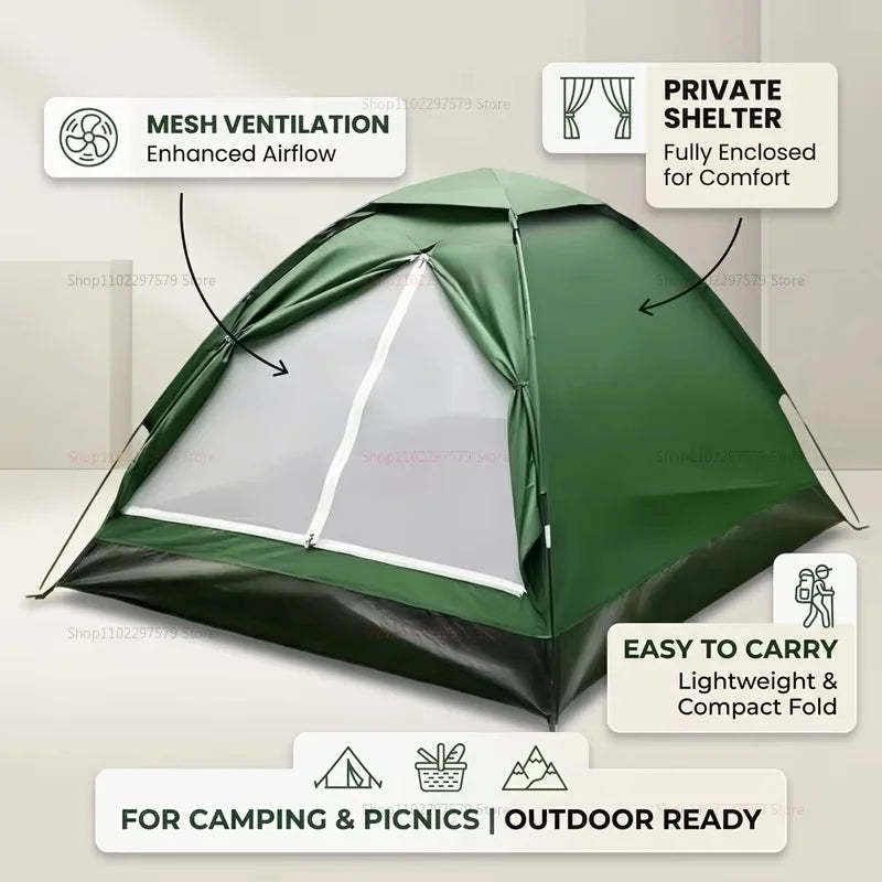 Sun shield, camping tent, ultralight tent – 2-person outdoor equipment for hiking, dual-layer door, portable camping accessory.