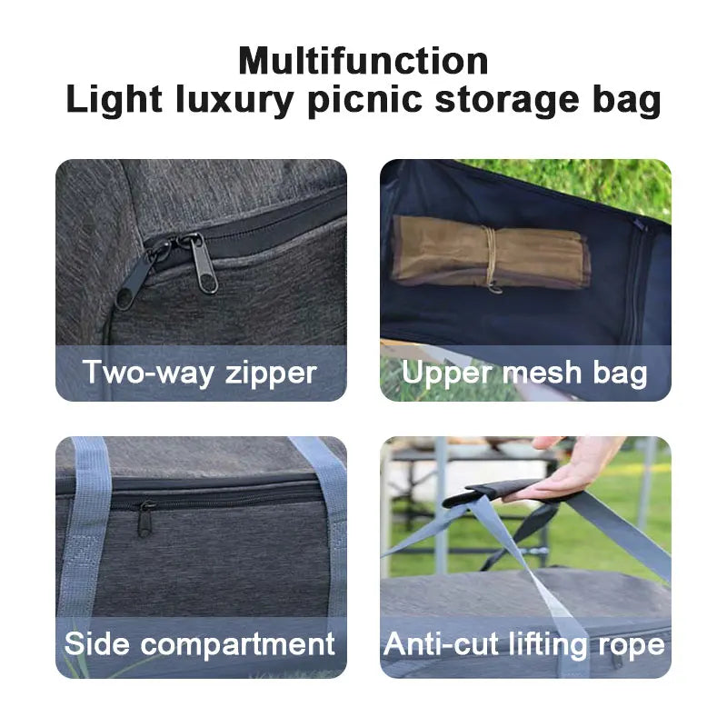 Outdoor Camping Cookware Bag  Cutlery Pouch Large Capacity Tableware Handbag Outdoor Stove Tableware Storage Bag for Picnic BBQ